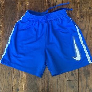 Nike Blue Athletic Shorts with White Swoosh